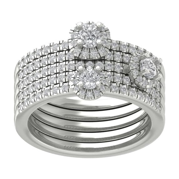 ARAIYA FINE JEWELRY Sterling Silver Diamond Stackable Ring (1 3/8 cttw, I-J Color, I2-I3 Clarity) Size 5.5