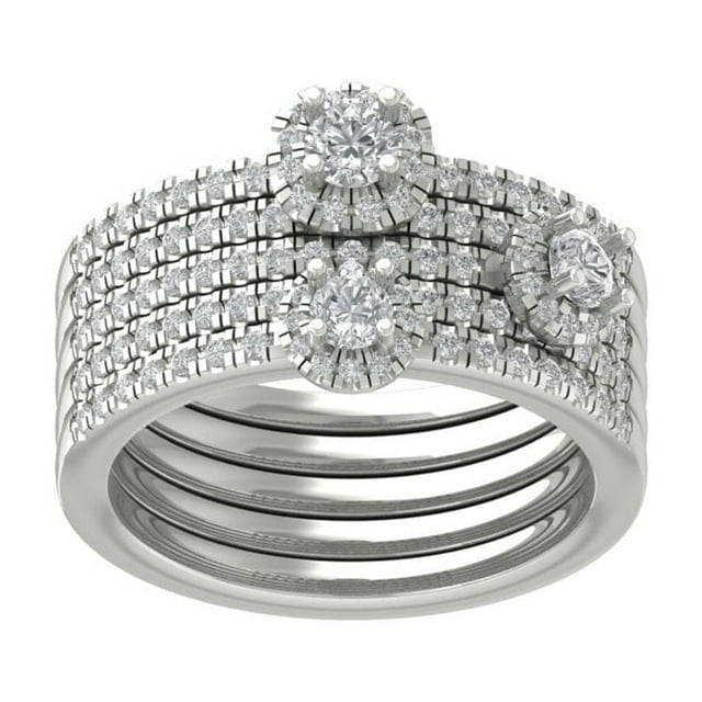 ARAIYA FINE JEWELRY Sterling Silver Diamond Stackable Ring (1 3/8 cttw, I-J Color, I2-I3 Clarity) Size 7