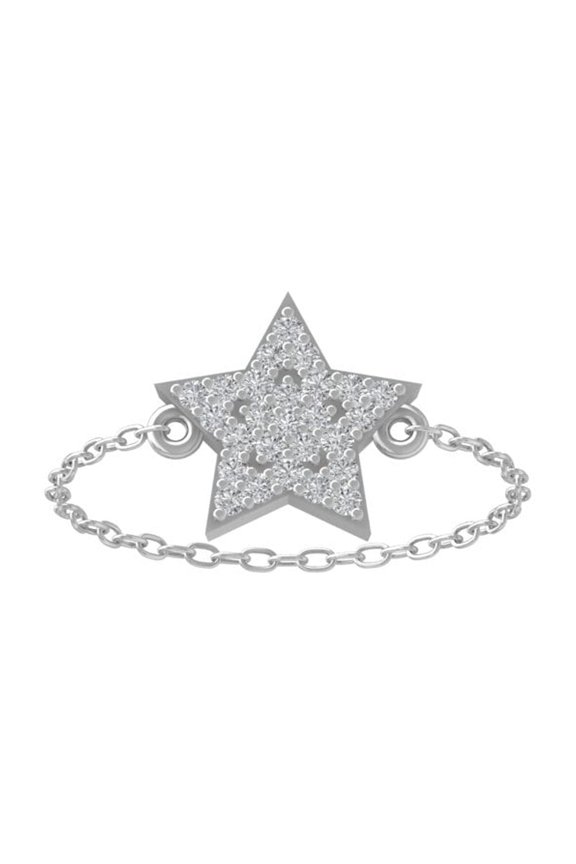 FINE JEWELRY Sterling Silver Diamond Star Chain Ring (1/8 cttw, I-J Color, I2-I3 Clarity) Size 5