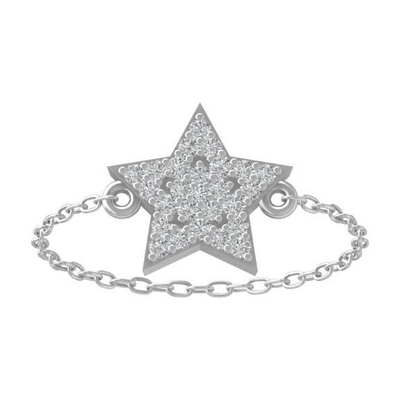 ARAIYA FINE JEWELRY Sterling Silver Diamond Star Chain Ring (1/8 cttw, I-J Color, I2-I3 Clarity) Size 7