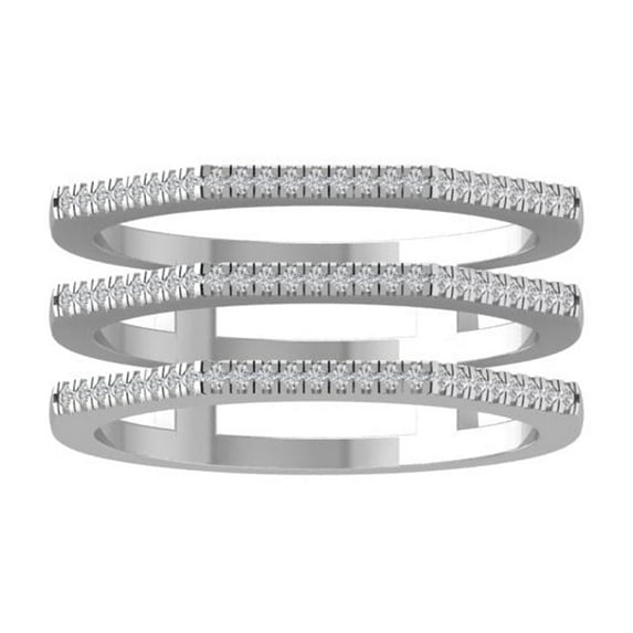 ARAIYA FINE JEWELRY Sterling Silver Diamond Three Row Open Band Ring (1/6 cttw, I-J Color, I2-I3 Clarity) Size 9.5