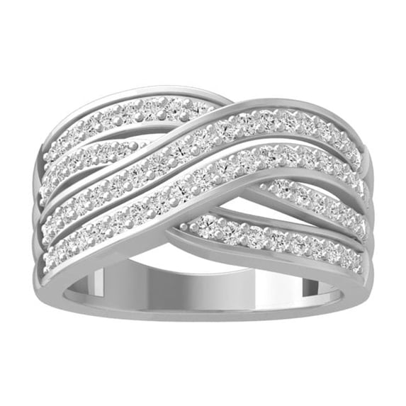 ARAIYA FINE JEWELRY Sterling Silver Diamond Wedding Anniversary Band Ring (5/8 cttw, I-J Color, I2-I3 Clarity) Size 5
