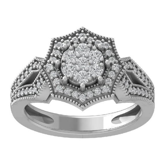 ARAIYA FINE JEWELRY Sterling Silver Diamond Wedding Band Ring (1/2 cttw, I-J Color, I2-I3 Clarity) Size 7