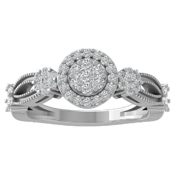 ARAIYA FINE JEWELRY Sterling Silver Diamond Wedding Band Ring (1/2 cttw, I-J Color, I2-I3 Clarity) Size 8.5
