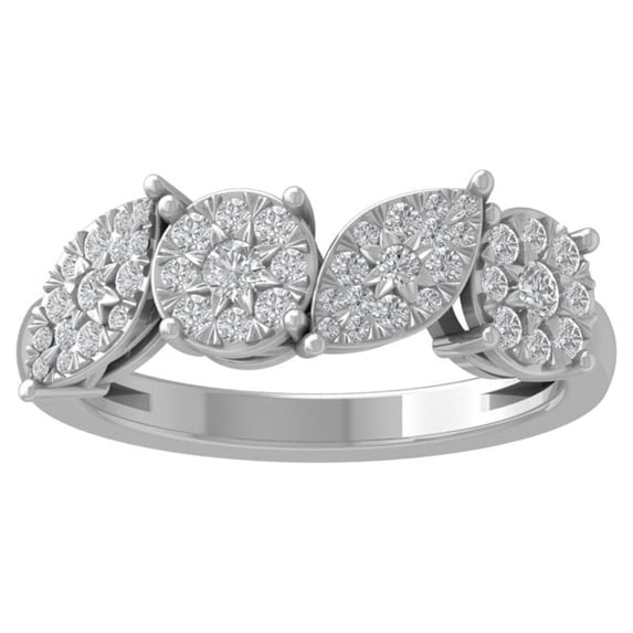 ARAIYA FINE JEWELRY Sterling Silver Diamond Wedding Band Ring (1/2 cttw, I-J Color, I2-I3 Clarity) Size 9