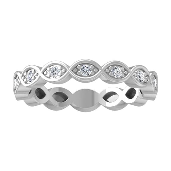 ARAIYA FINE JEWELRY Sterling Silver Diamond Wedding Band Ring (1/6 cttw, I-J Color, I2-I3 Clarity) Size 7