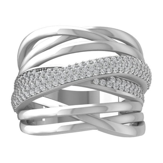 ARAIYA FINE JEWELRY Sterling Silver Diamond Wedding Band Ring (3/4 cttw, I-J Color, I2-I3 Clarity) Size 8