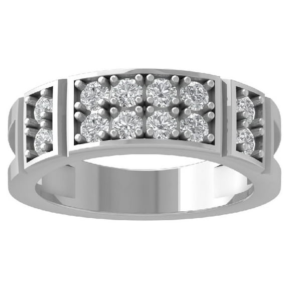 ARAIYA FINE JEWELRY Sterling Silver Diamond Wedding Band Ring for Men's (1 1/10 cttw, I-J Color, I2-I3 Clarity) Size 8.5