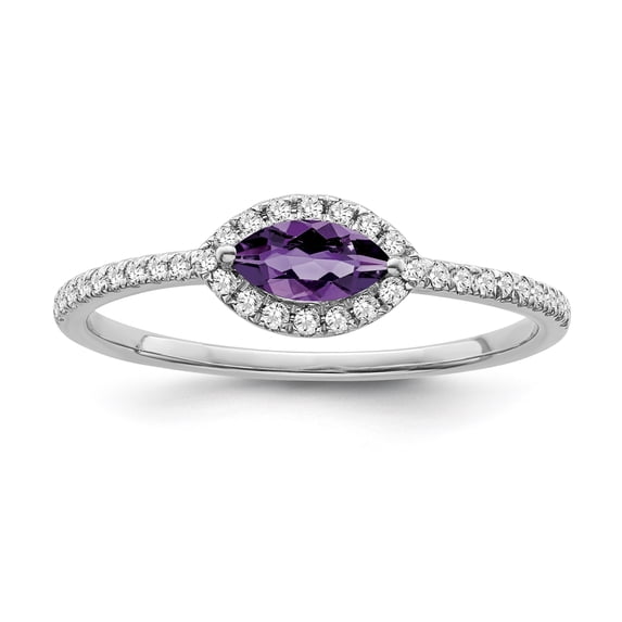 Araiya Fine Jewelry Sterling Silver Diamond and Amethyst Halo Ring (1/6 cttw, I-J Color, I2-I3 Clarity) Size 10
