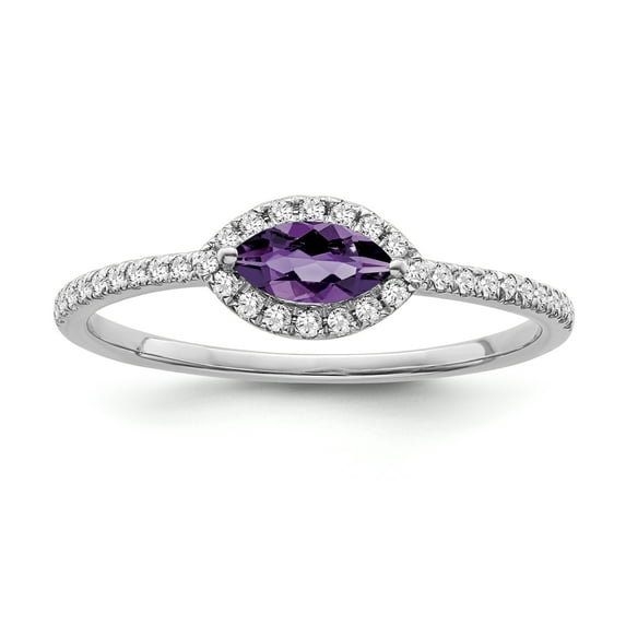 Araiya Fine Jewelry Sterling Silver Diamond and Amethyst Halo Ring (1/6 cttw, I-J Color, I2-I3 Clarity) Size 6