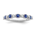 thumbnail image 1 of Araiya Fine Jewelry Sterling Sliver Diamond and Blue Sapphire Stackable Eternity Band Ring (1/10 cttw, I-J Color, I2-I3 Clarity) Size 7, 1 of 6