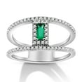 thumbnail image 1 of ARAIYA FINE JEWELRY Sterling Silver Diamond and Created Emerald Double Row Solitaire Band Ring (1/3 cttw, I-J Color, I2-I3 Clarity), Size 5.5, 1 of 5