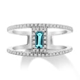 thumbnail image 1 of ARAIYA FINE JEWELRY Sterling Silver Diamond and Sky Blue Topaz Double Row Solitaire Band Ring (1/3 cttw, I-J Color, I2-I3 Clarity), Size 6.5, 1 of 5