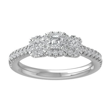 ARAIYA FINE JEWELRY Sterling Silver Diamond halo Engagement Ring (5/8 cttw, I-J Color, I2-I3 Clarity) Size 9