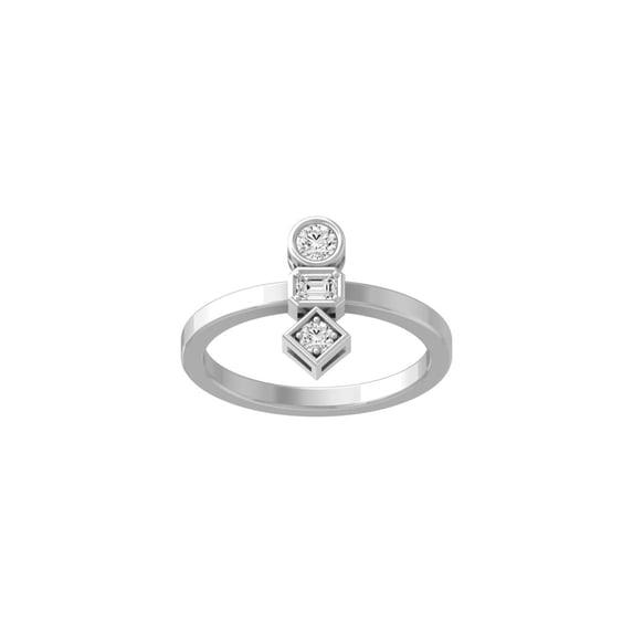ARAIYA FINE JEWELRY Sterling Silver Emerald and Round-Shape Lab Grown Diamond Three Stone Wedding Band Ring (1/4 Cttw, D-F Color, VS1 Clarity) Size 6