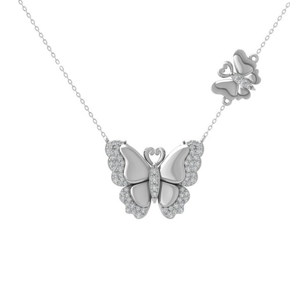 ARAIYA FINE JEWELRY Sterling Silver Lab Grown Diamond Butterfly Pendant with Silver Cable Chain Necklace (1/3 cttw, D-F Color, VS Clarity) 18"