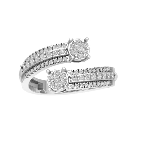 ARAIYA FINE JEWELRY Sterling Silver Lab Grown Diamond Bypass Band Ring (1/2 cttw, D-F Color, VS Clarity), Size 9.5