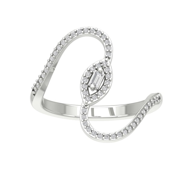 ARAIYA FINE JEWELRY Sterling Silver Lab Grown Diamond Bypass Band Ring (1/4 cttw, D-F Color, VS Clarity), Size 5.5