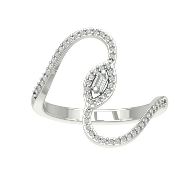ARAIYA FINE JEWELRY Sterling Silver Lab Grown Diamond Bypass Band Ring (1/4 cttw, D-F Color, VS Clarity), Size 7.5