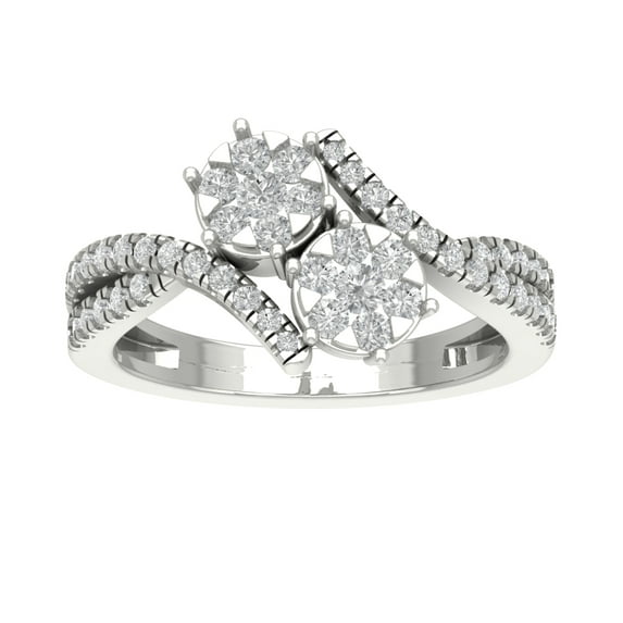 ARAIYA FINE JEWELRY Sterling Silver Lab Grown Diamond Bypass Band Ring (3/4 cttw, D-F Color, VS Clarity), Size 9