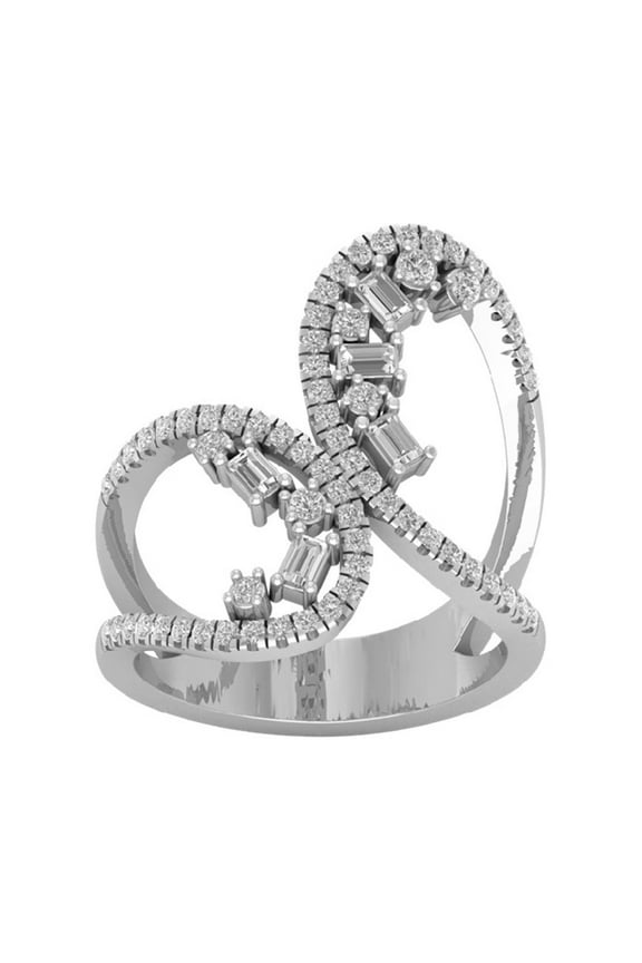 FINE JEWELRY Sterling Silver Lab Grown Diamond Bypass Band Ring (5/8 cttw, D-F Color, VS Clarity), Size 10