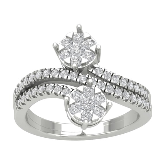 ARAIYA FINE JEWELRY Sterling Silver Lab Grown Diamond Bypass Band Ring (7/8 cttw, D-F Color, VS Clarity), Size 7