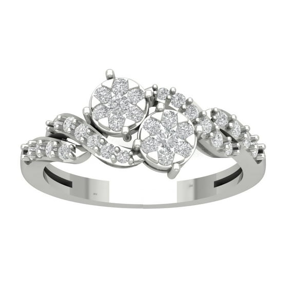 ARAIYA FINE JEWELRY Sterling Silver Lab Grown Diamond Bypass Ring (1/2 cttw, D-F Color, VS Clarity), Size 7