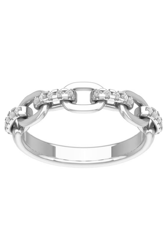 FINE JEWELRY Sterling Silver Lab Grown Diamond Chain Link Band Ring (1/5 cttw, D-F Color, VS Clarity), Size 7.5