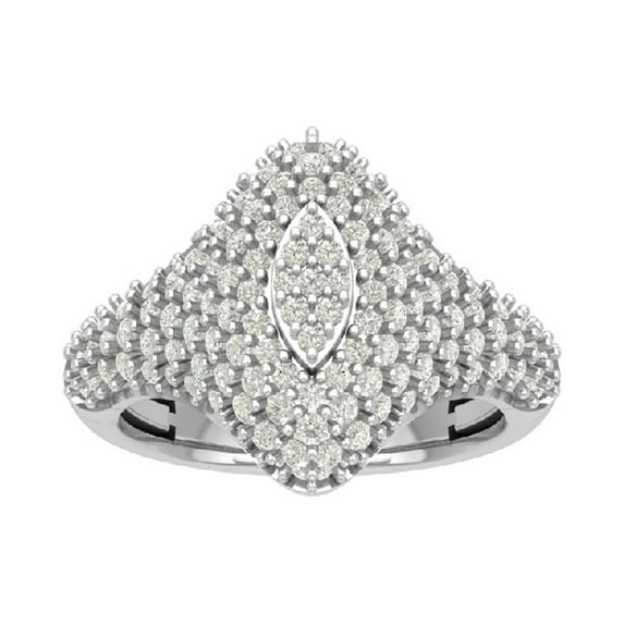 ARAIYA FINE JEWELRY Sterling Silver Lab Grown Diamond Cluster Band Ring (1 1/2 cttw, D-F Color, VS Clarity), Size 8.5