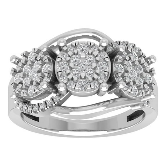 ARAIYA FINE JEWELRY Sterling Silver Lab Grown Diamond Cluster Band Ring (3/4 cttw, D-F Color, VS Clarity), Size 5