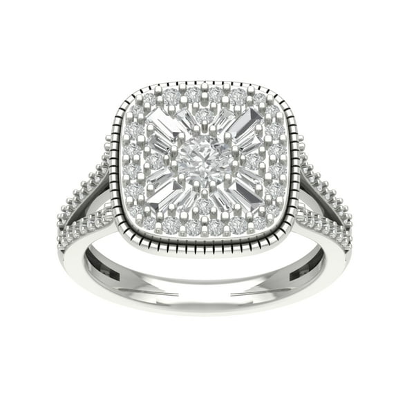 ARAIYA FINE JEWELRY Sterling Silver Lab Grown Diamond Cluster Ring (1 1/4 cttw, D-F Color, VS Clarity), Size 10