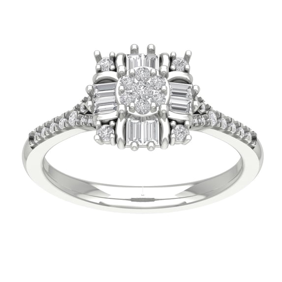 ARAIYA FINE JEWELRY Sterling Silver Lab Grown Diamond Cluster Ring (1/2 cttw, D-F Color, VS Clarity), Size 8.5