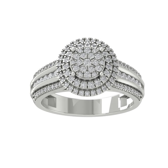 ARAIYA FINE JEWELRY Sterling Silver Lab Grown Diamond Cluster Ring (3/4 cttw, D-F Color, VS1 Clarity) Size 6