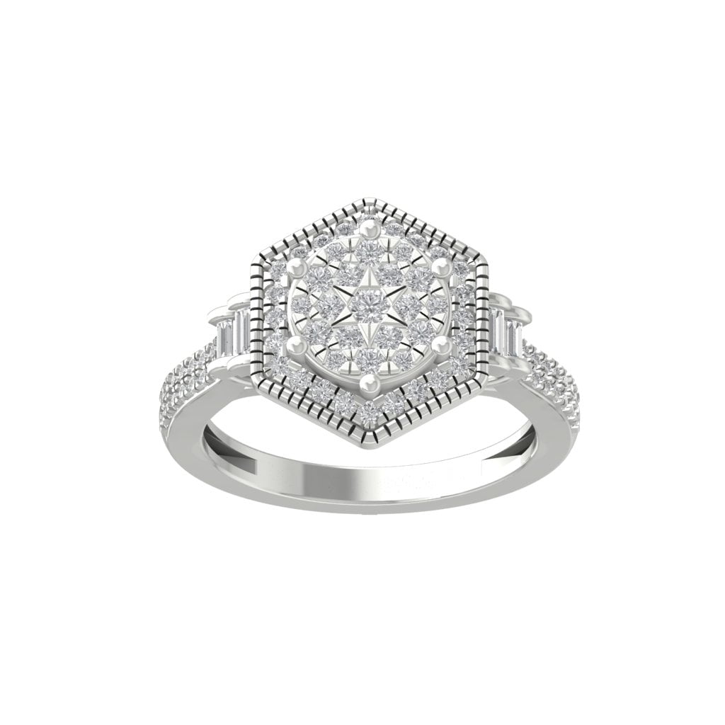 ARAIYA FINE JEWELRY Sterling Silver Lab Grown Diamond Cluster Ring (5/8