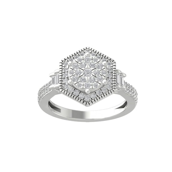 ARAIYA FINE JEWELRY Sterling Silver Lab Grown Diamond Cluster Ring (5/8 cttw, D-F Color, VS1 Clarity) Size 8