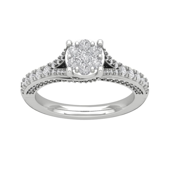 ARAIYA FINE JEWELRY Sterling Silver Lab Grown Diamond Cluster Ring (7/8 cttw, D-F Color, VS Clarity), Size 7