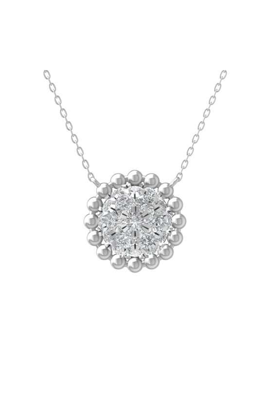 FINE JEWELRY Sterling Silver Lab Grown Diamond Composite Cluster Pendant with Silver Cable Chain Necklace (1/2 cttw, D-F Color, VS Clarity) 18"