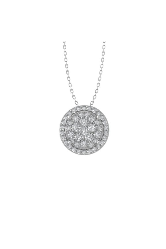 FINE JEWELRY Sterling Silver Lab Grown Diamond Composite Cluster Pendant with Silver Cable Chain Necklace (1/2 cttw, D-F Color, VS Clarity) 18"