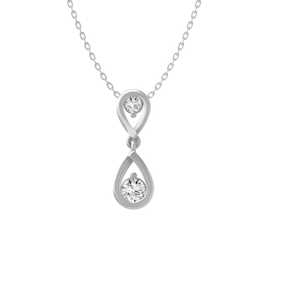 Araiya Fine Jewelry Sterling Silver Lab-Grown Diamond Dangle Pendant for Women with Silver Cable Chain Necklace (1/6 cttw, VS1 Clarity, D-F Color) 18inch