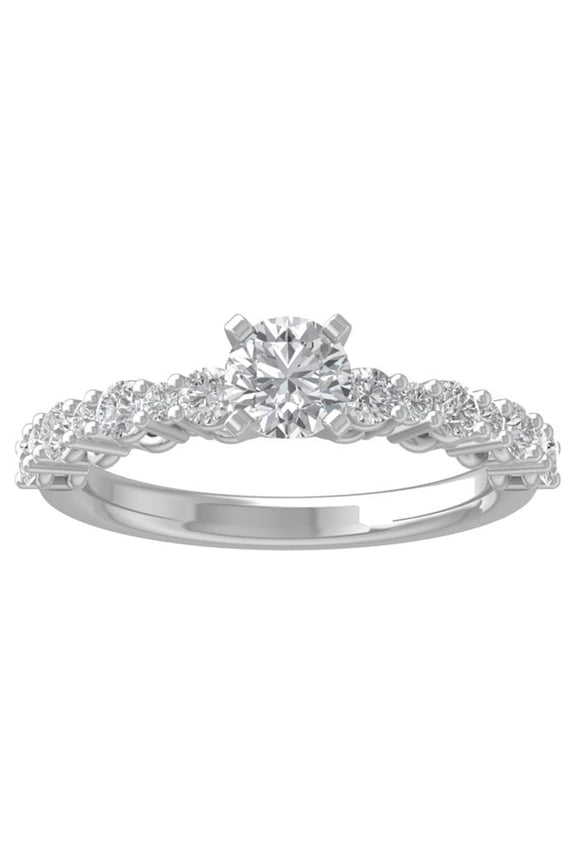 FINE JEWELRY Sterling Silver Lab Grown Diamond Engagement Ring (1 1/5 cttw, D-F Color, VS Clarity) Size 5