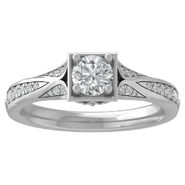 ARAIYA FINE JEWELRY Sterling Silver Lab Grown Diamond Engagement Ring (7/8 cttw, D-F Color, VS Clarity) Size 9