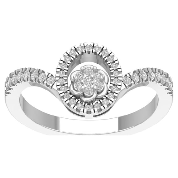 ARAIYA FINE JEWELRY Sterling Silver Lab Grown Diamond Flower Band Ring (1/3 cttw, D-F Color, VS Clarity), Size 8