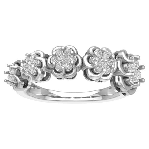 ARAIYA FINE JEWELRY Sterling Silver Lab Grown Diamond Half Eternity Band Ring (1/2 cttw, D-F Color, VS Clarity), Size 7.5