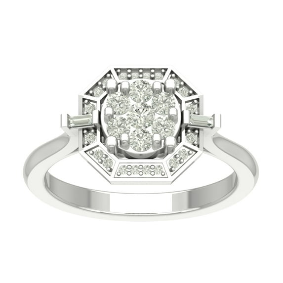 ARAIYA FINE JEWELRY Sterling Silver Lab Grown Diamond Halo Band Ring (1/2 cttw, D-F Color, VS Clarity), Size 9.5