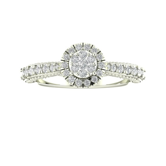 ARAIYA FINE JEWELRY Sterling Silver Lab Grown Diamond Halo Band Ring (5/8 cttw, D-F Color, VS Clarity), Size 6.5