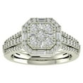 thumbnail image 1 of ARAIYA FINE JEWELRY Sterling Silver Lab Grown Diamond Halo Cluster Ring (1 cttw, D-F Color, VS Clarity), Size 8.5, 1 of 5