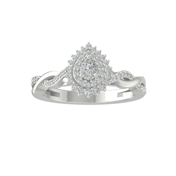 ARAIYA FINE JEWELRY Sterling Silver Lab Grown Diamond Halo Engagement Ring (1/2 cttw, D-F Color, VS1 Clarity) Size 7