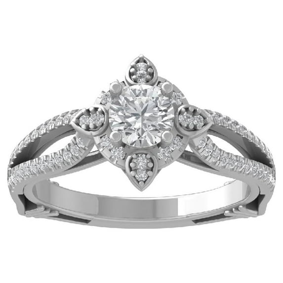 ARAIYA FINE JEWELRY Sterling Silver Lab Grown Diamond Halo Engagement Ring (7/8 cttw, D-F Color, VS Clarity) Size 7