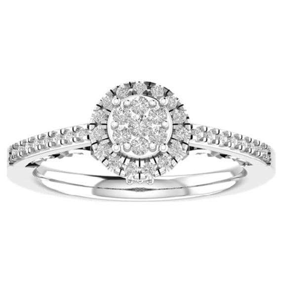 ARAIYA FINE JEWELRY Sterling Silver Lab Grown Diamond Halo Ring (3/8 cttw, D-F Color, VS Clarity), Size 5.5