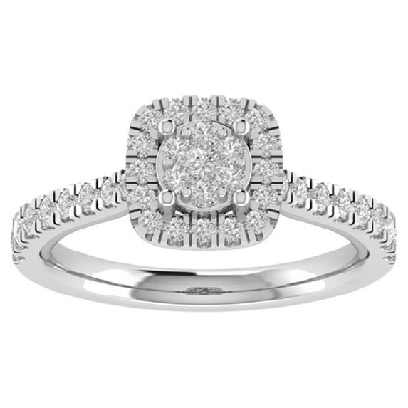ARAIYA FINE JEWELRY Sterling Silver Lab Grown Diamond Halo Ring (5/8 cttw, D-F Color, VS Clarity), Size 6